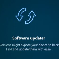 Software updater with refresh arrows icon and update icons