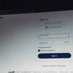 Linkedin sign in page with email and password fields