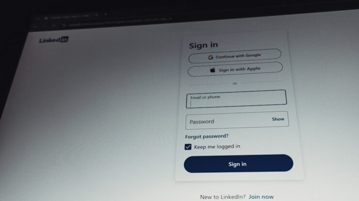 Linkedin sign in page with email and password fields