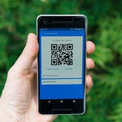 black samsung android smartphone displaying qr code