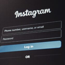 Instagram login screen with username and password fields