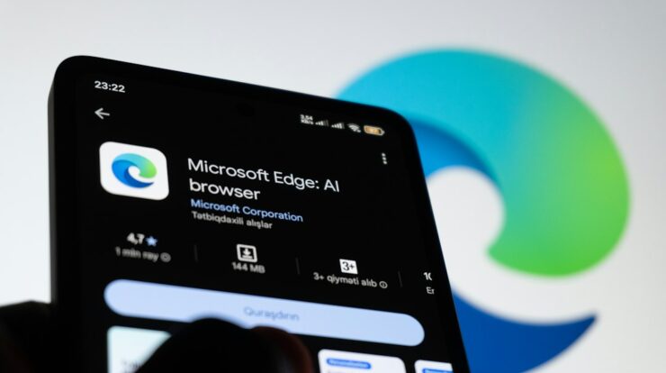 Microsoft edge app displayed on a smartphone screen