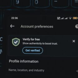 Account preferences screen with verification prompt