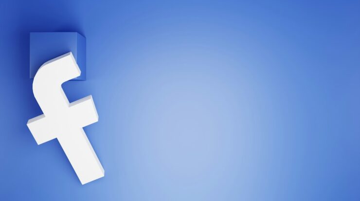 a white facebook logo on a blue background