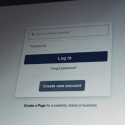 Facebook login screen with email and password fields