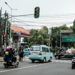 traffic lights and cars on a street