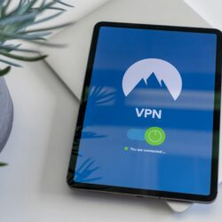 black tablet computer turned on displaying VPN