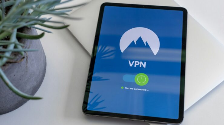 black tablet computer turned on displaying VPN