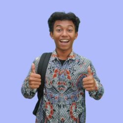 A man with a backpack giving a thumbs up