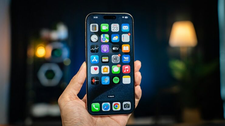 A person holding a cell phone in their hand