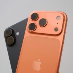 Two smartphones with distinctive camera lenses