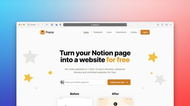 a website page with a star theme