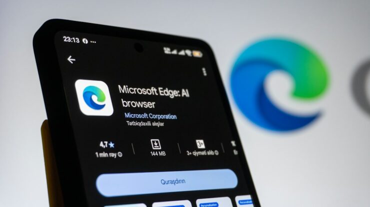 Microsoft edge browser app on a smartphone screen